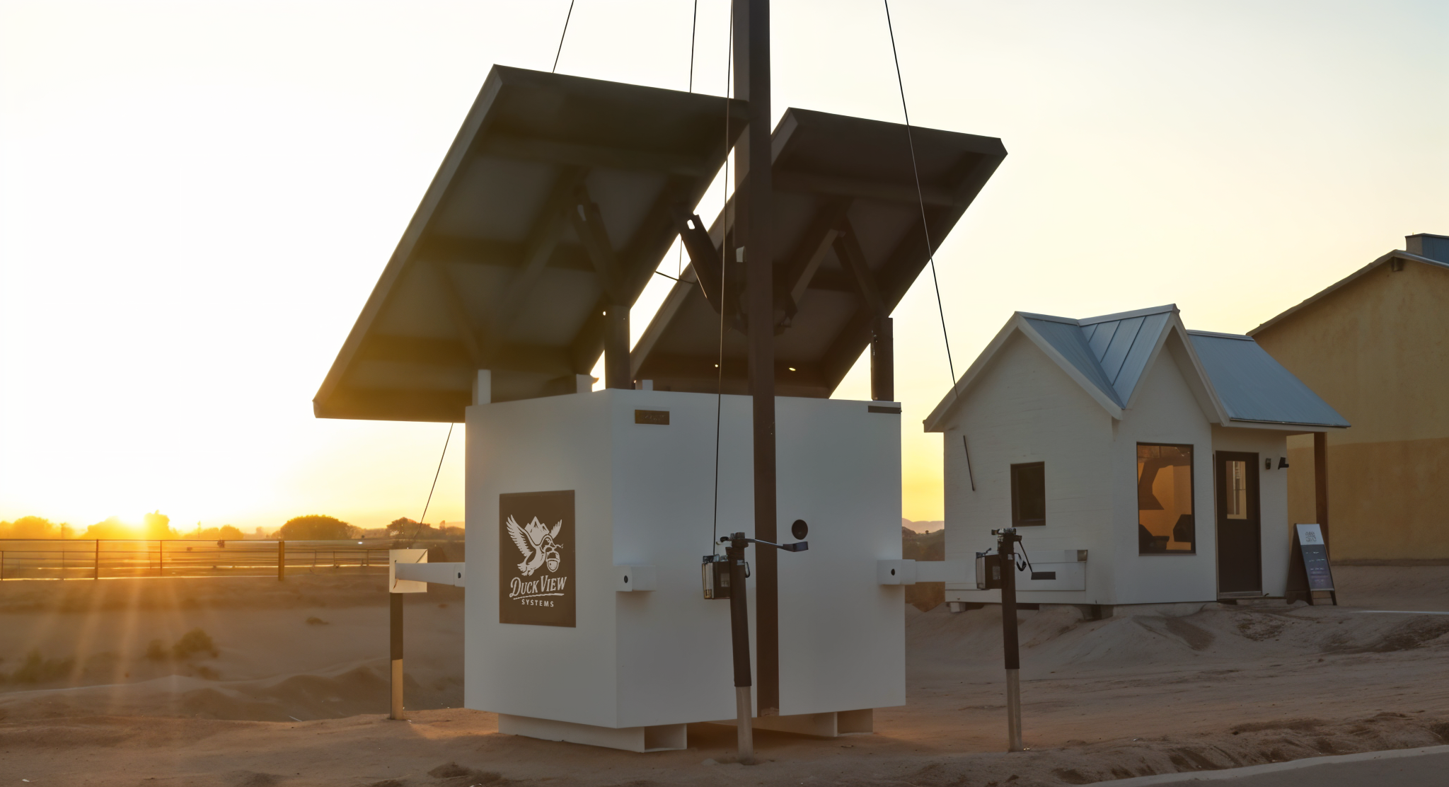Solar-Powered Mobile Surveillance for Site Safety Duck View Systems solar-powered mobile surveillance unit at a construction site, enhancing security and construction site safety