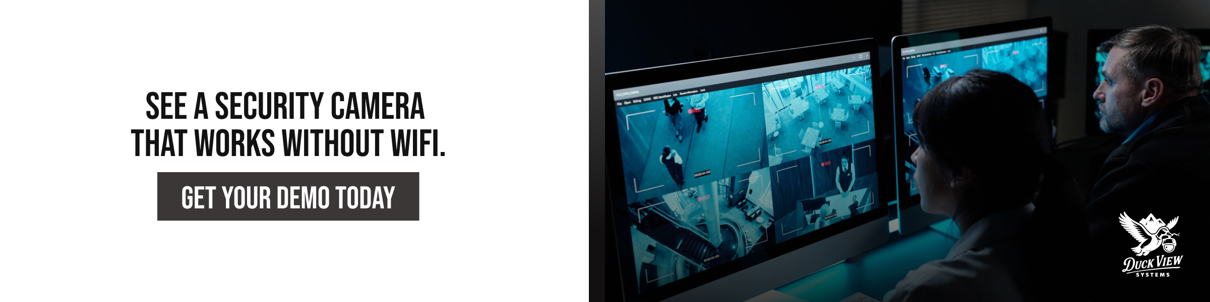 See a Security Camera That Works Without WiFi Team reviewing live surveillance footage on monitors, demonstrating how a security camera without wifi operates in real time for secure monitoring