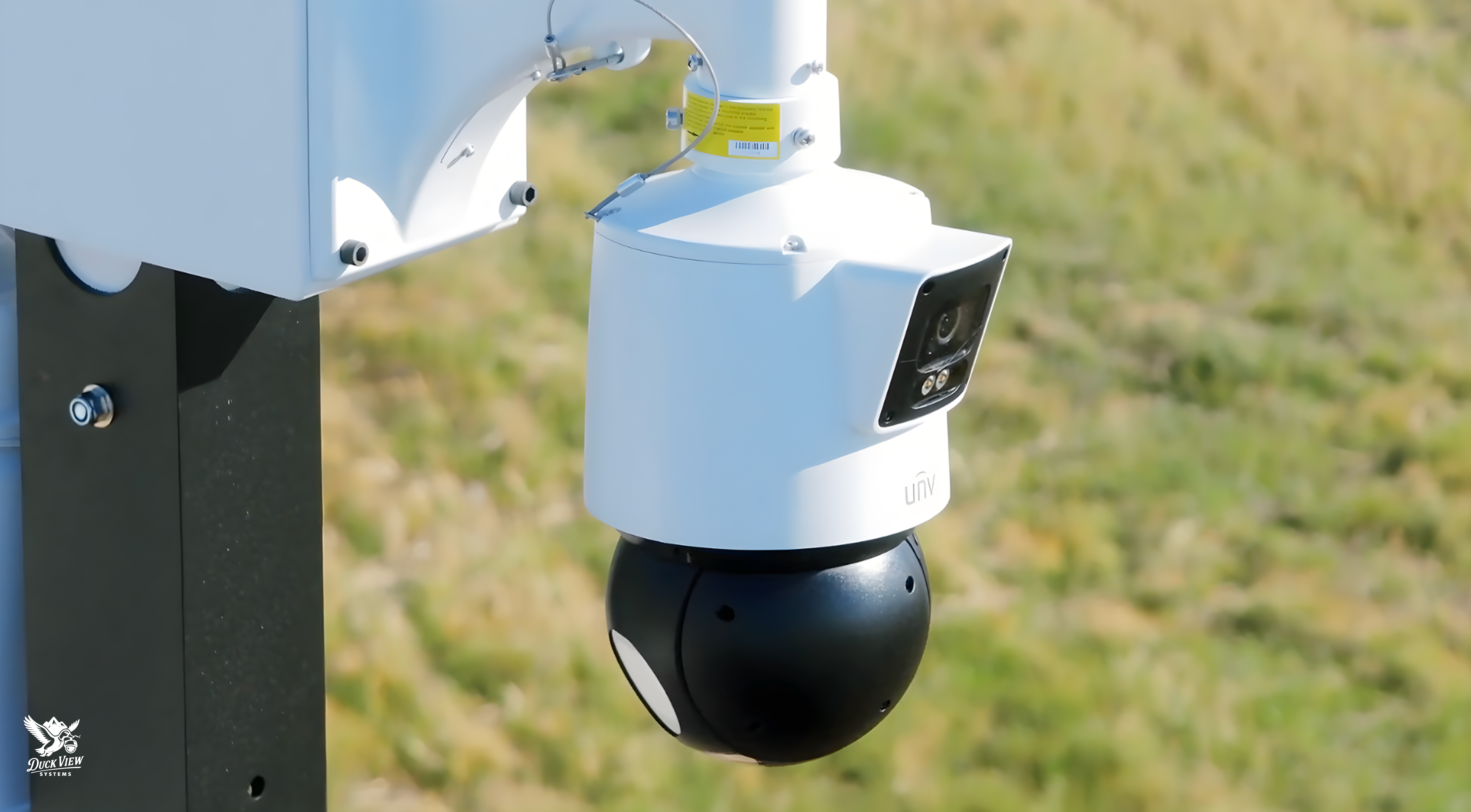 360 Security Camera Close-Up Close-up of a mounted 360 Security Camera outdoors, showing its lens and design for full-area monitoring and enhanced property surveillance.