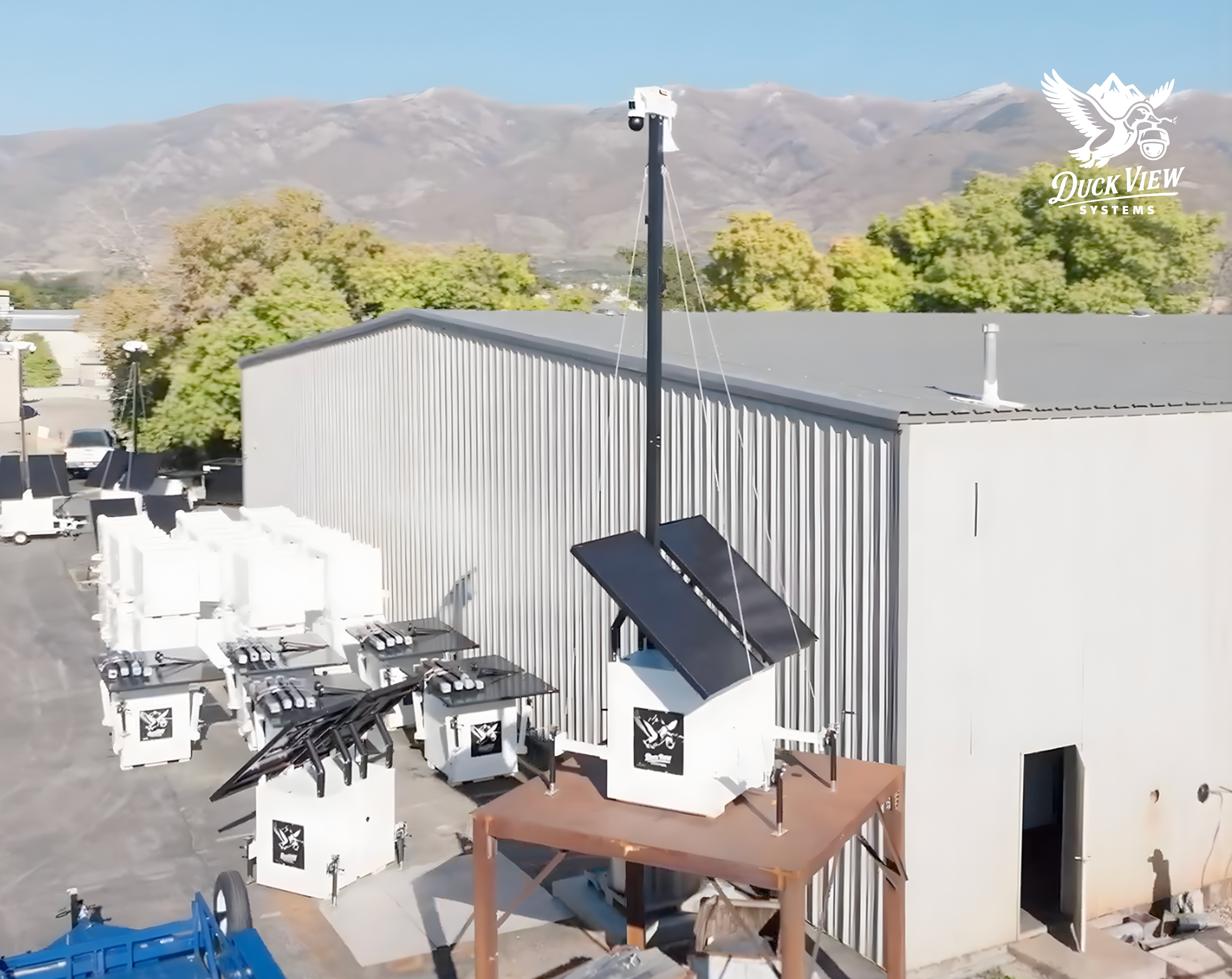No WiFi Security Camera Setup A no wifi security camera mounted on a solar-powered unit at an industrial site, showing how a no wifi security camera provides reliable remote monitoring.