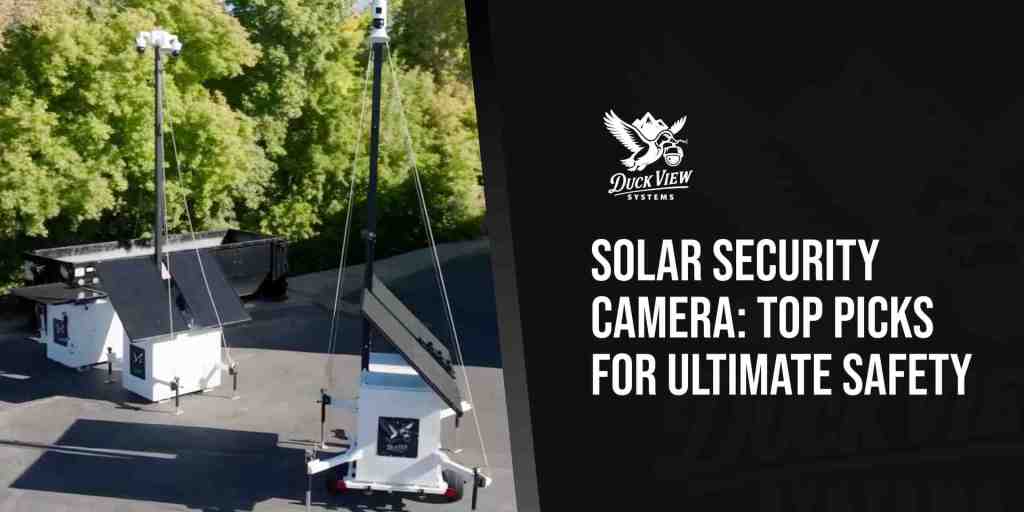 Aerial view of mobile solar security camera units with panels and tall camera masts, highlighting top solar security camera options.