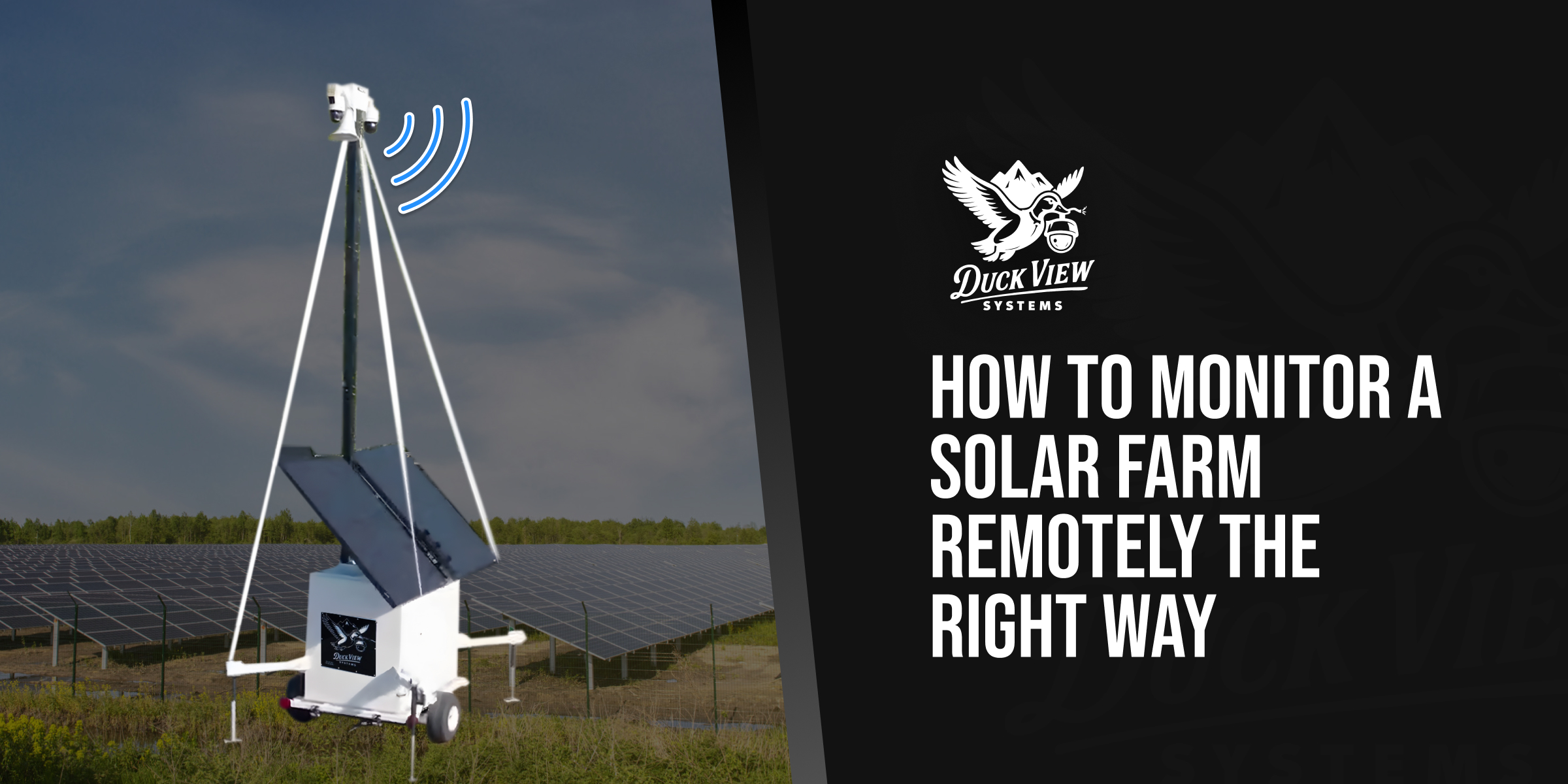 Mobile solar surveillance unit monitoring panels showing how to monitor a solar farm remotely with AI camera systems